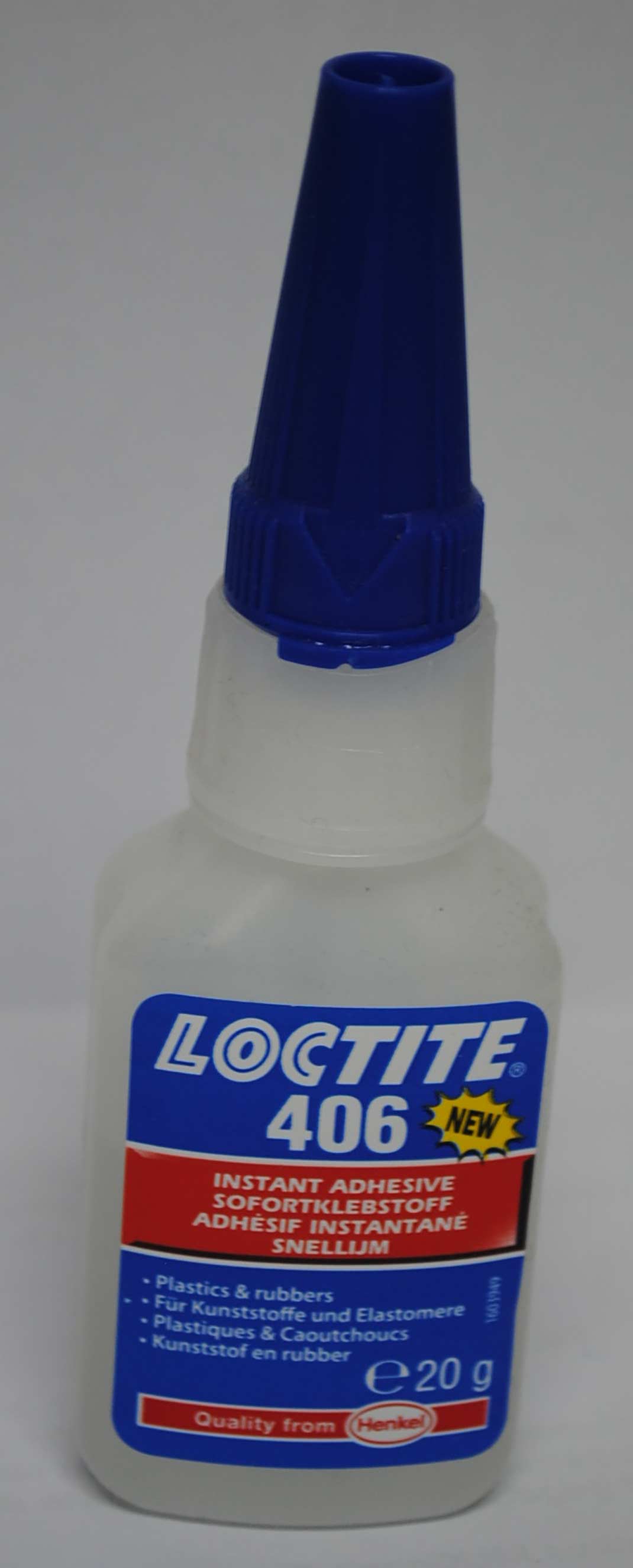 Loctite 406 (für schwer verklebbare Elastomere oder Kunststoffe)