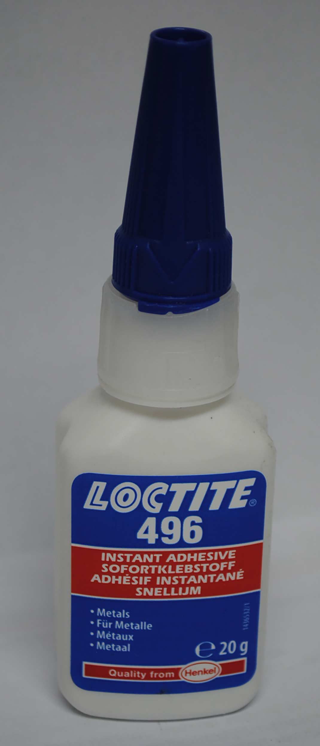 Loctite 496 (geeignet für Metalle, niedrige Viskosität)